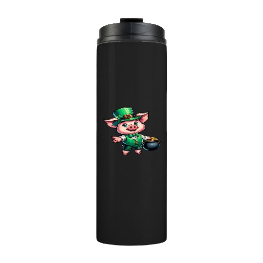 Cute St. Patrick's Piglet Thermal Tumblers