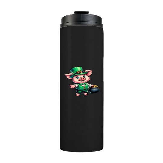 Cute St. Patrick's Piglet Thermal Tumblers