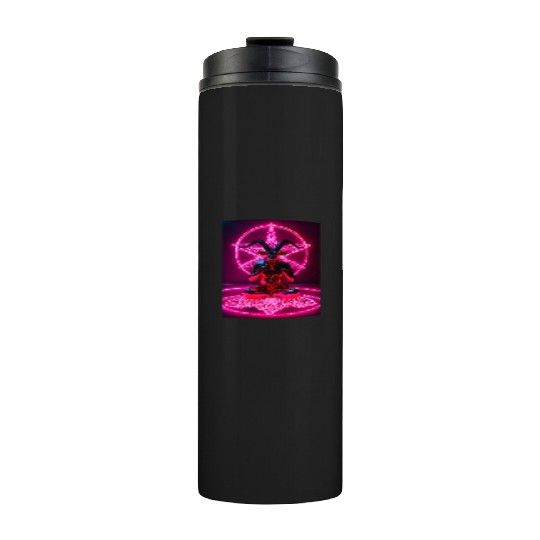 Baphomet made of diamonds and glitter neon light Thermal Tumblers
