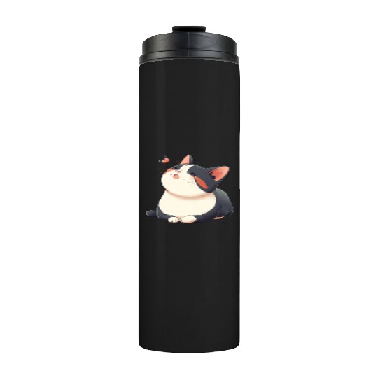 Kawaii Cat and Butterfly Thermal Tumblers