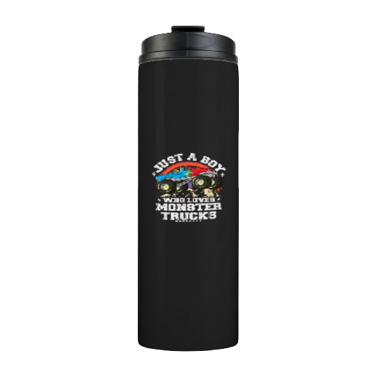 Just A Boy Who Loves Monster Trucks Toddler Kids Thermal Tumblers