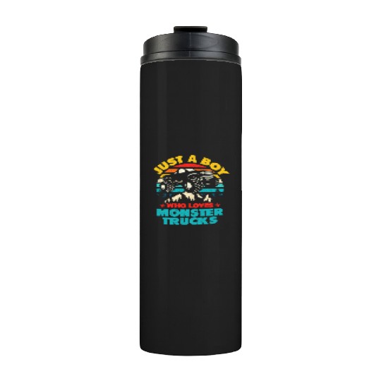 Just A Boy Who Loves Monster Trucks Toddler Kids Thermal Tumblers