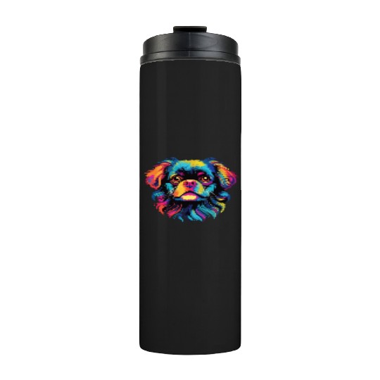 Watercolor Colorful Tibetan Spaniel Thermal Tumblers