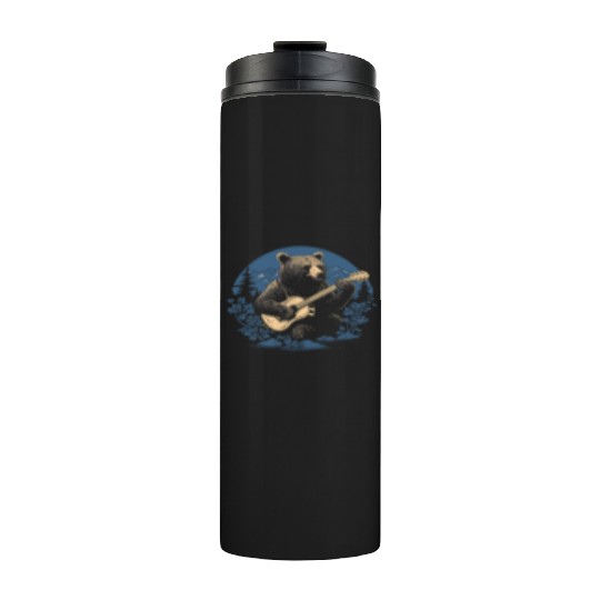 Grizzly Bear Playing Guitar Thermal Tumblers
