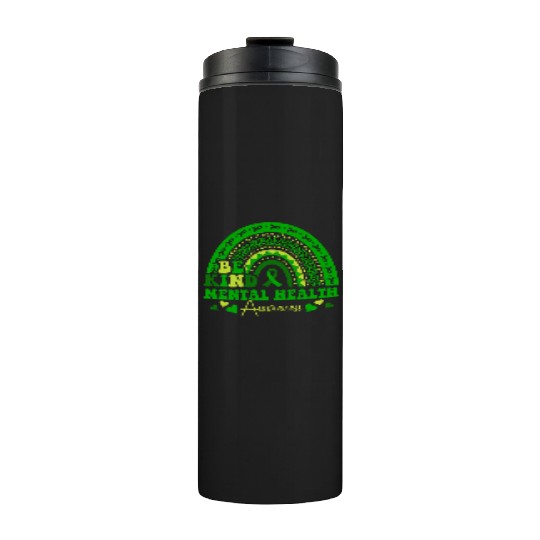 Green Rainbow Be Kind Mental Health Thermal Tumblers