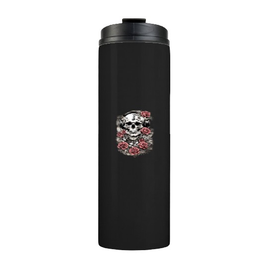 Rock & Roses Thermal Tumblers: Skull, Roses & music nout