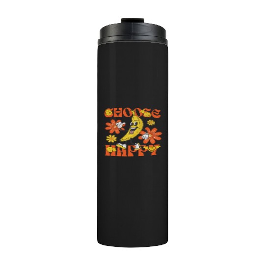 Choose Happy Retro Banana Mascot Thermal Tumblers