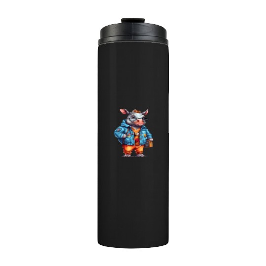 Cute Rhinoceros Cartoon Thermal Tumblers