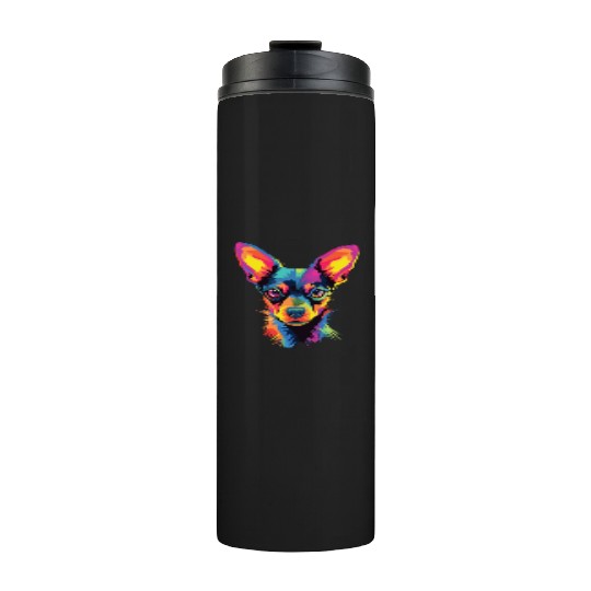 Watercolor Colorful Russian Toy Terrier Thermal Tumblers