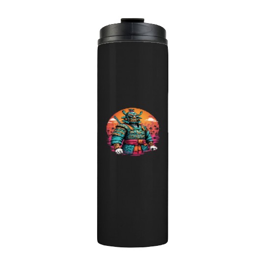 Tiki Warrior: Retro Samurai Spirit Thermal Tumblers