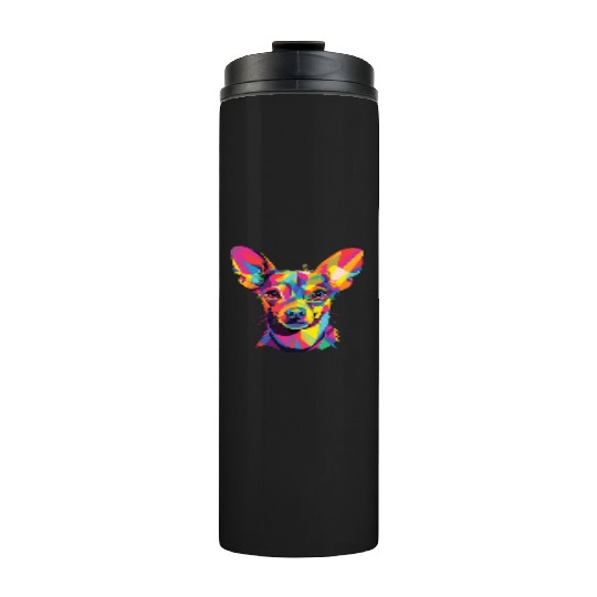 Watercolor Colorful Russian Toy Terrier Thermal Tumblers