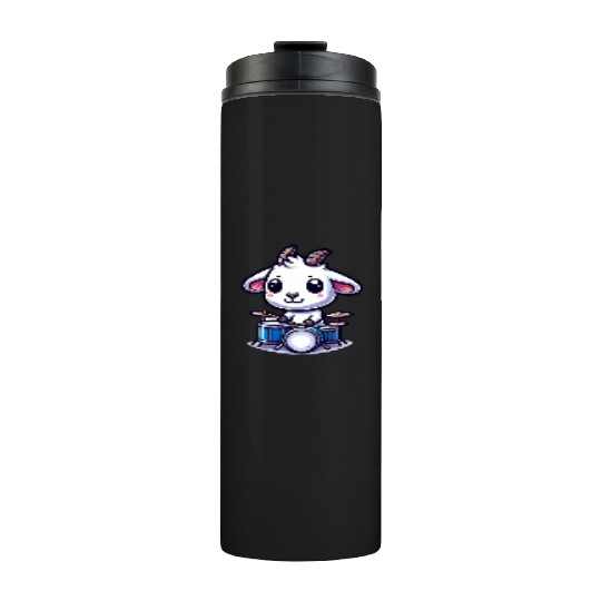 Cute Goat Drummer Farm Band Design Thermal Tumblers