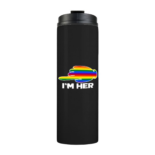 I'm Hers Rainbow Lesbian Couple Funny LGBT Pride Thermal Tumblers