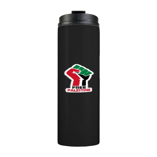 Bold Pro-Palestine Fist Design free Palestine free Thermal Tumblers