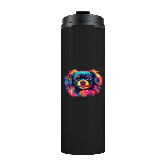 Watercolor Colorful Tibetan Spaniel Thermal Tumblers