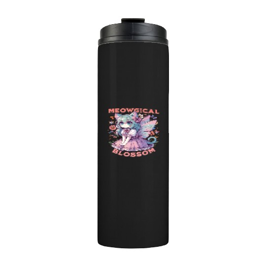 Meowgical Blossom Enchanting Fairycore Cat Fantasy Thermal Tumblers