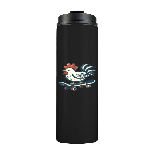 Skateboarding Farm Chicken Thermal Tumblers