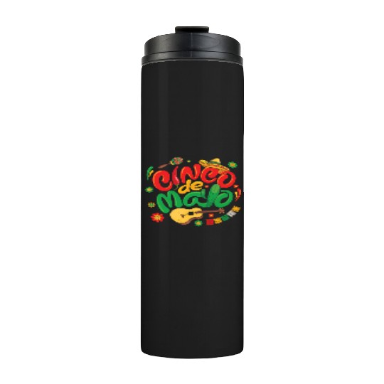 Cinco de Mayo Mexican Taco Guitar Fiesta Thermal Tumblers