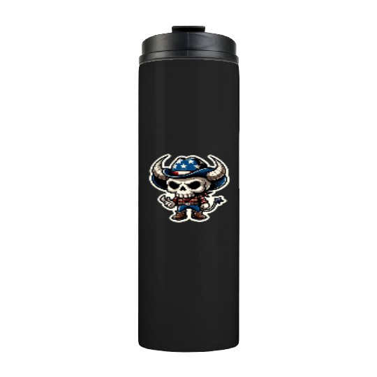 Patriotic Cowboy: Horned Skull, cowboy carter Thermal Tumblers