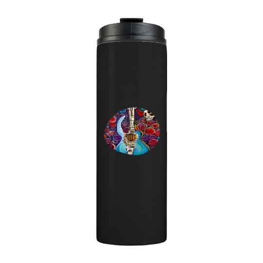 Blue Electric Guitar, Skull and Roses Thermal Tumblers