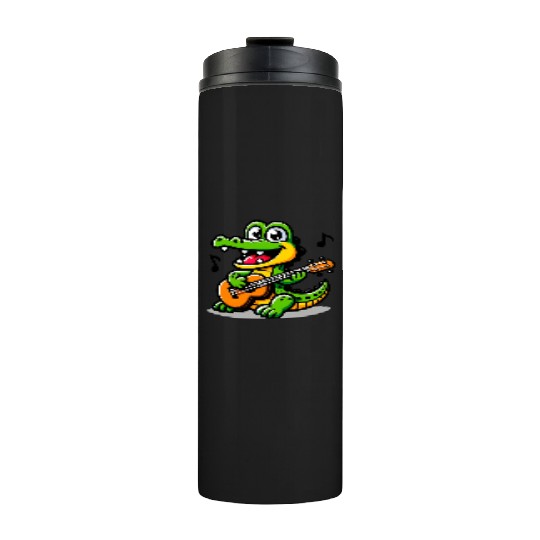 Crocodile Playing Guitar Thermal Tumblers