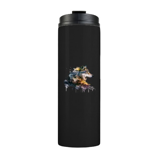 Wolf Print, Cosmic Wolves, Animal Print, Cosmos Thermal Tumblers