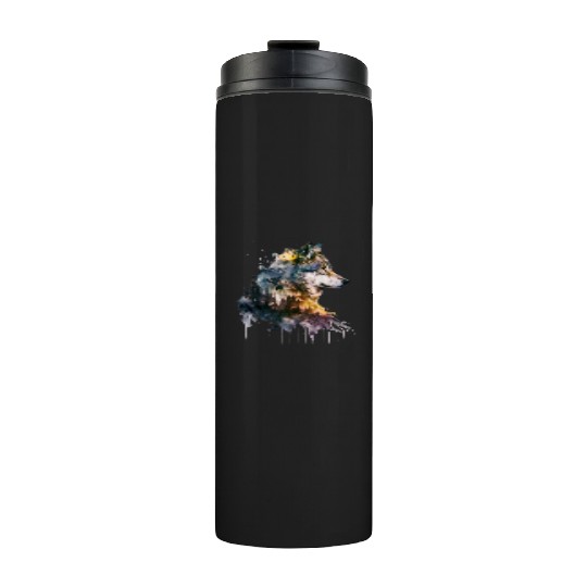 Wolf Print, Cosmic Wolves, Animal Print, Cosmos Thermal Tumblers