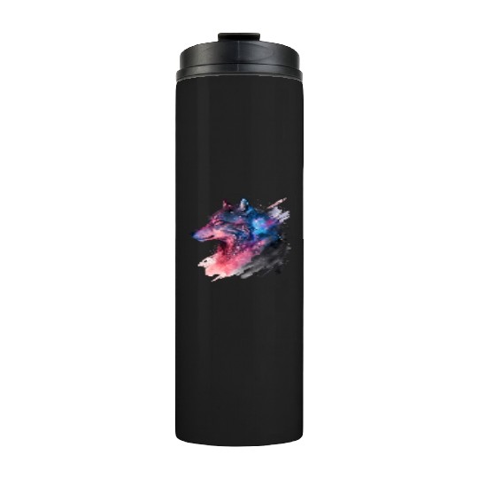 Wolf Print, Cosmic Wolves, Animal Print, Cosmos Thermal Tumblers