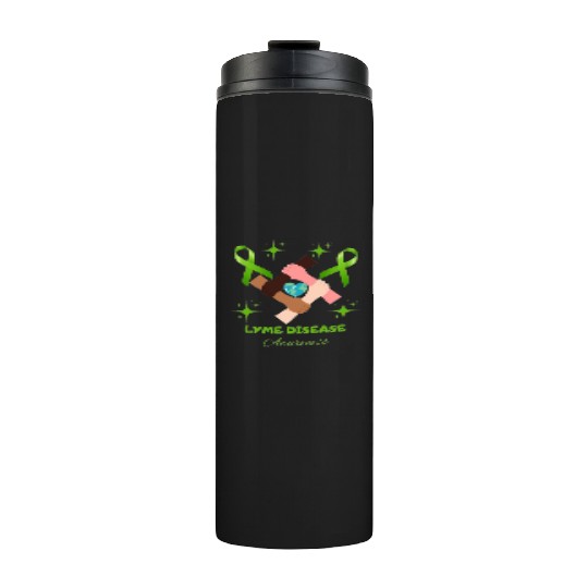 Lime Green Ribbon Lyme Disease Awareness Thermal Tumblers