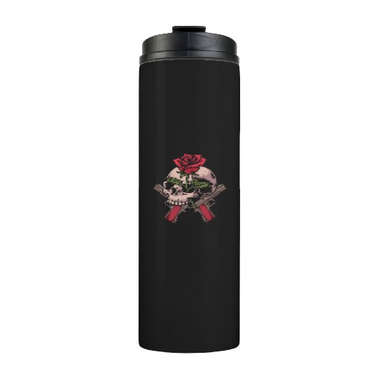 Skeleton Roses Guitar Skull Roses Guns Thermal Tumblers