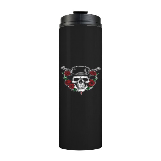 Skeleton Roses Guitar Guns Skull Roses Thermal Tumblers