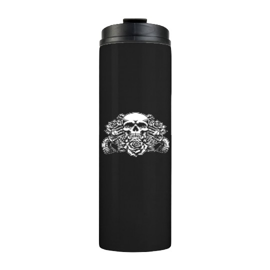 Skeleton Roses Guitar Guns Skull Roses Thermal Tumblers