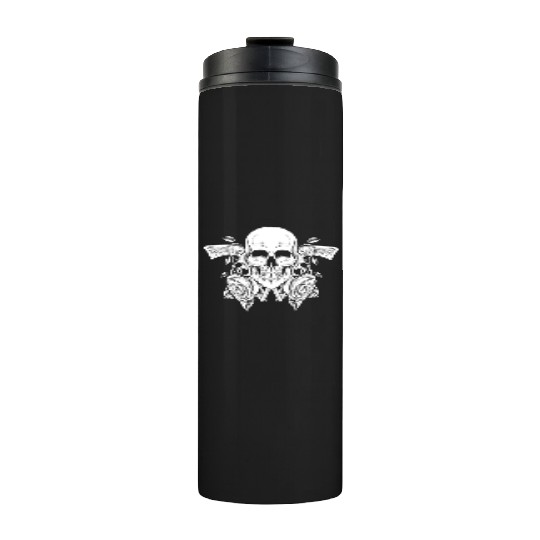 Skeleton Roses Guitar Guns Skull Roses Thermal Tumblers