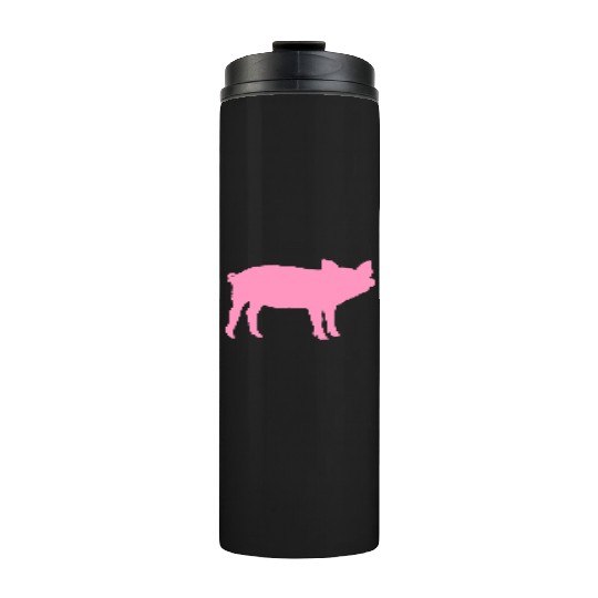 Pig Silhouette I Love pigs pink piggy piglet Thermal Tumblers