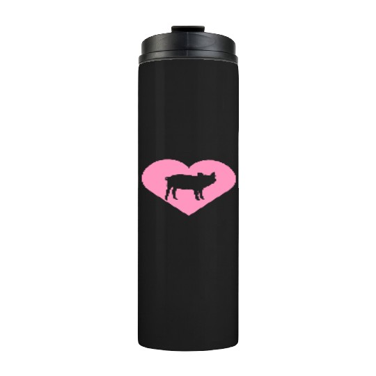 I Love Pigs pig heart piggy piglet silhouette Thermal Tumblers