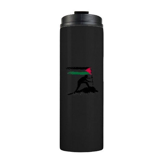 free palestine standing flag silhouette Thermal Tumblers