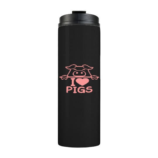 I Love Pigs pig heart piggy piglet comic funny Thermal Tumblers