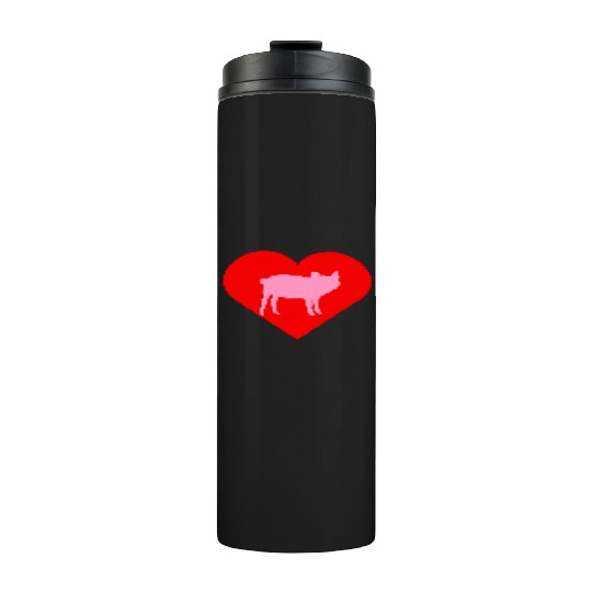 I Love Pigs pig heart piggy piglet silhouette Thermal Tumblers