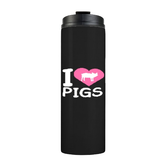 I Love Pigs pig heart piggy piglet silhouette Thermal Tumblers
