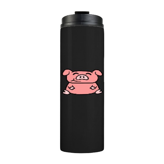 Little cute piggy sit pig piglet fat chubby animal Thermal Tumblers