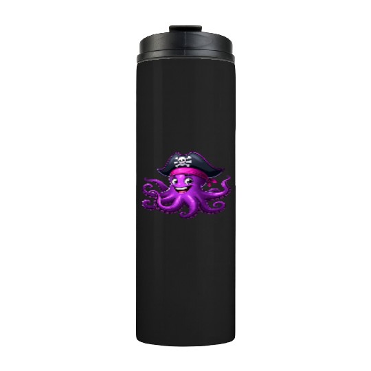 Funny pirate octopus Thermal Tumblers