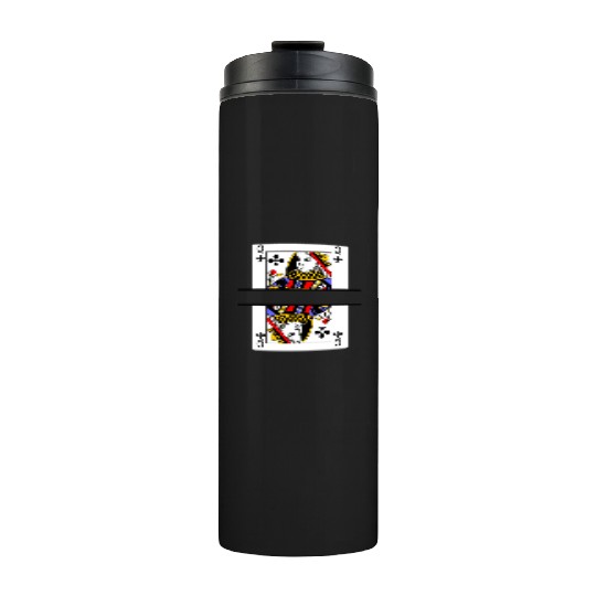 Playing card queen of clubs with banner space Thermal Tumblers