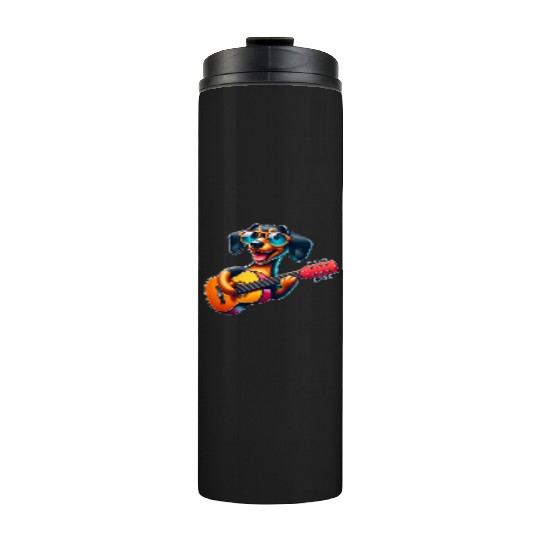 Dachshund Guitarist Guitar Music Dog Thermal Tumblers