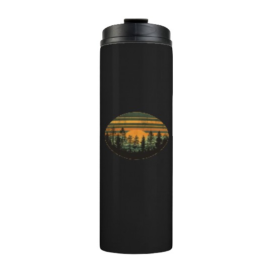 Sunset Forest Nature Outdoors Retro 80s Vibe 4 Thermal Tumblers