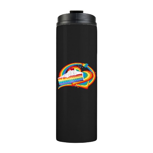 Piece of rainbow cake with cream and cherry Thermal Tumblers