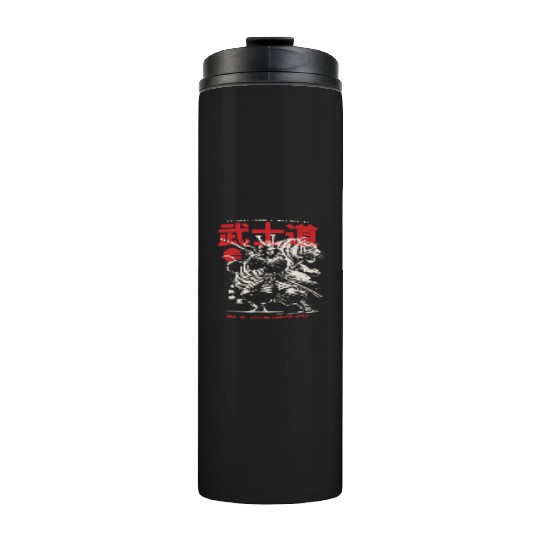 Japanese Samurai with Katana, Kanji Typography Thermal Tumblers