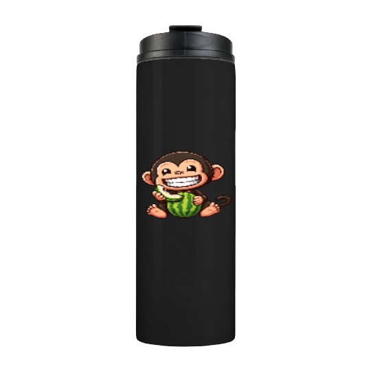 Monkey chimpanzee melon watermelon honeydew melon Thermal Tumblers