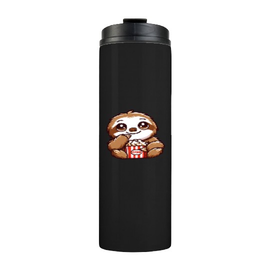 Sloth Film Critic Cinema Popcorn Lover Thermal Tumblers