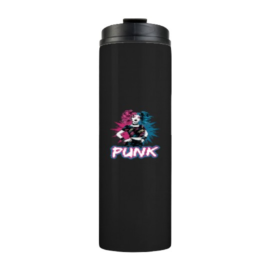 Punk girl with pink and blue hair retro style for Thermal Tumblers
