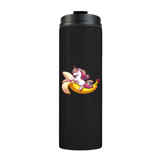 Unicorn on banana Thermal Tumblers